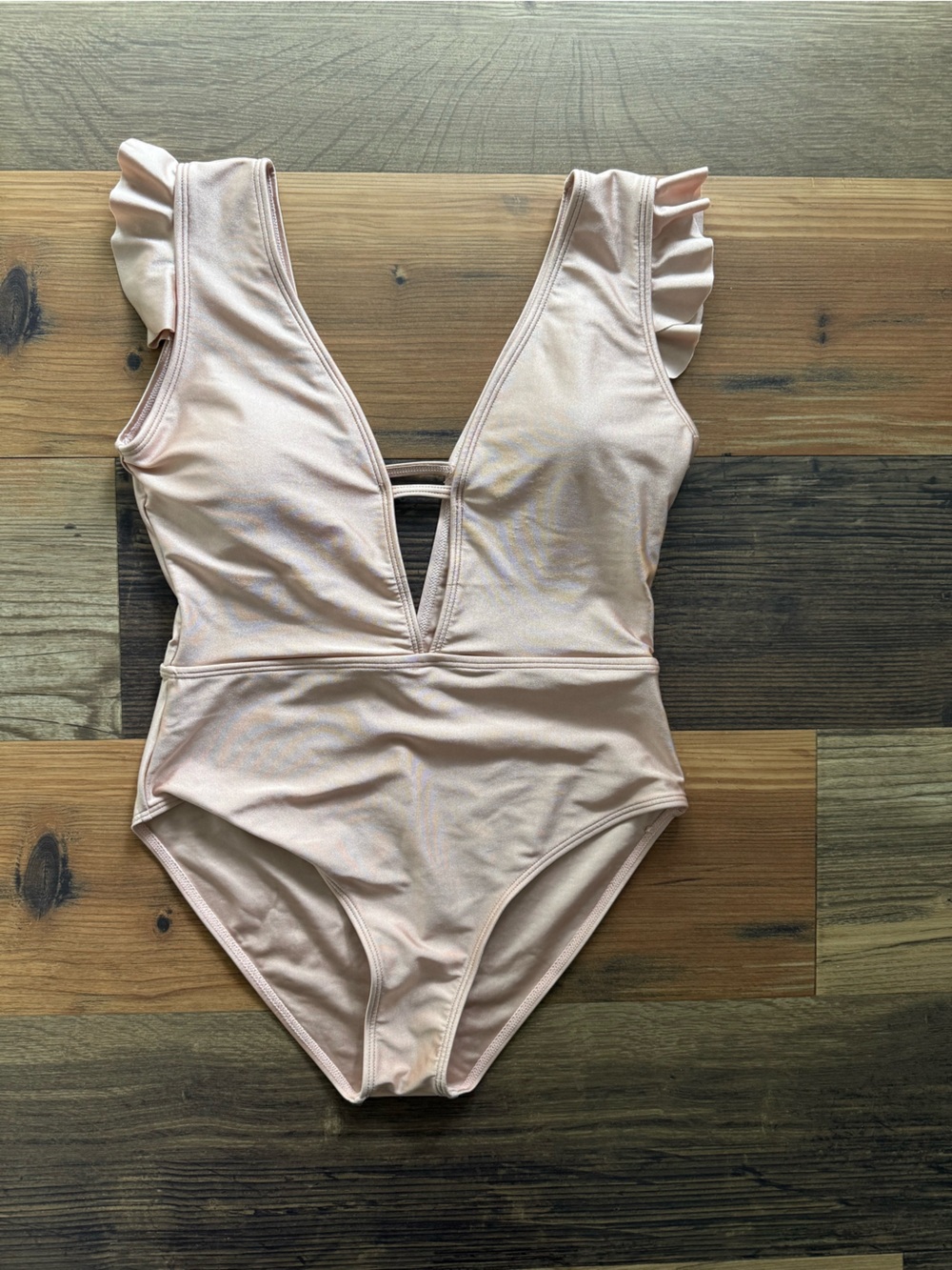 PatPat Blush Pink Ruffle Trim Womens L Swimsuit Summer Resort Beach